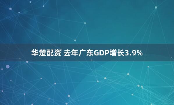 华楚配资 去年广东GDP增长3.9%